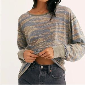 NWT Free People We The Free Arielle Multicolored Tiger Combo Camo Shirt Size L